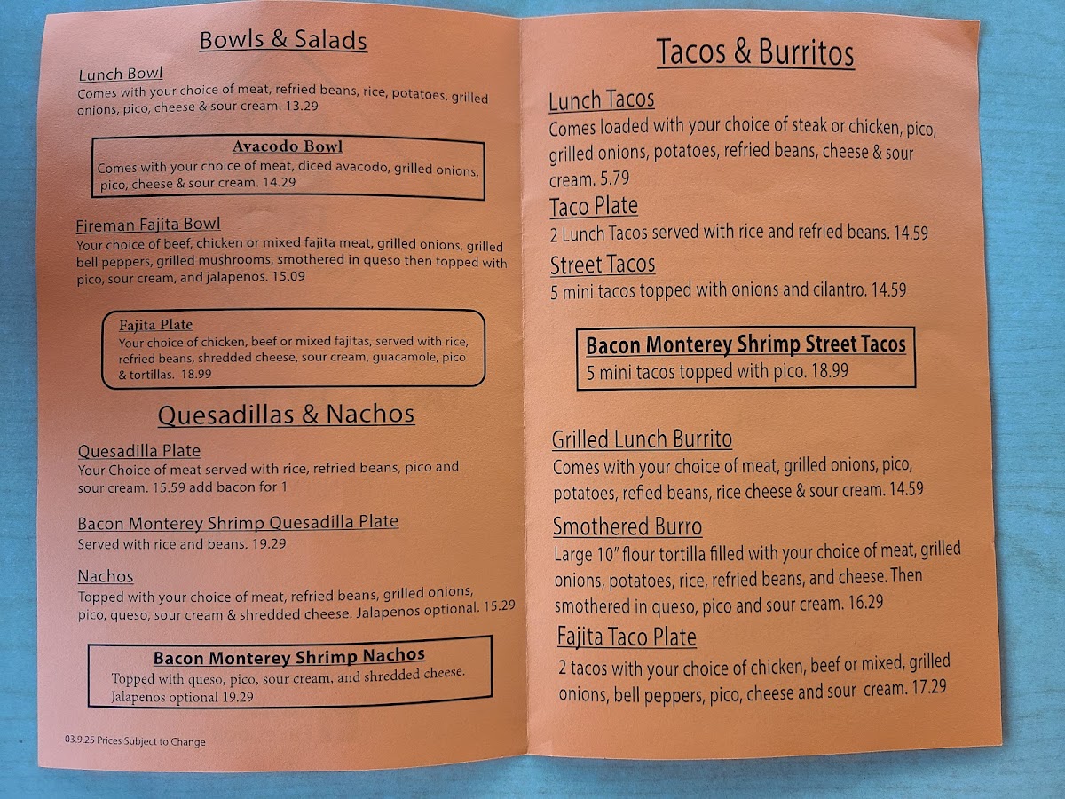 Tacos By The Trax Menu - Image 1