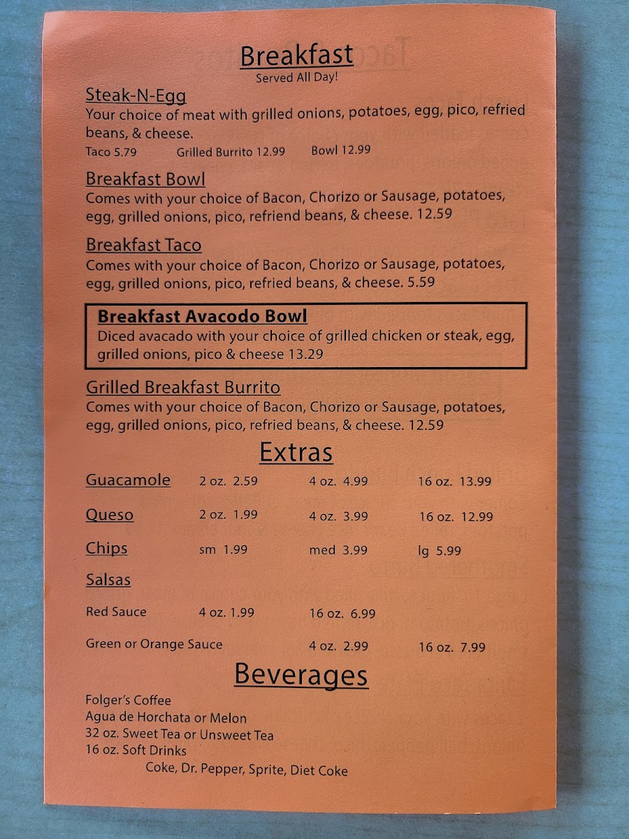 Tacos By The Trax Menu - Image 3